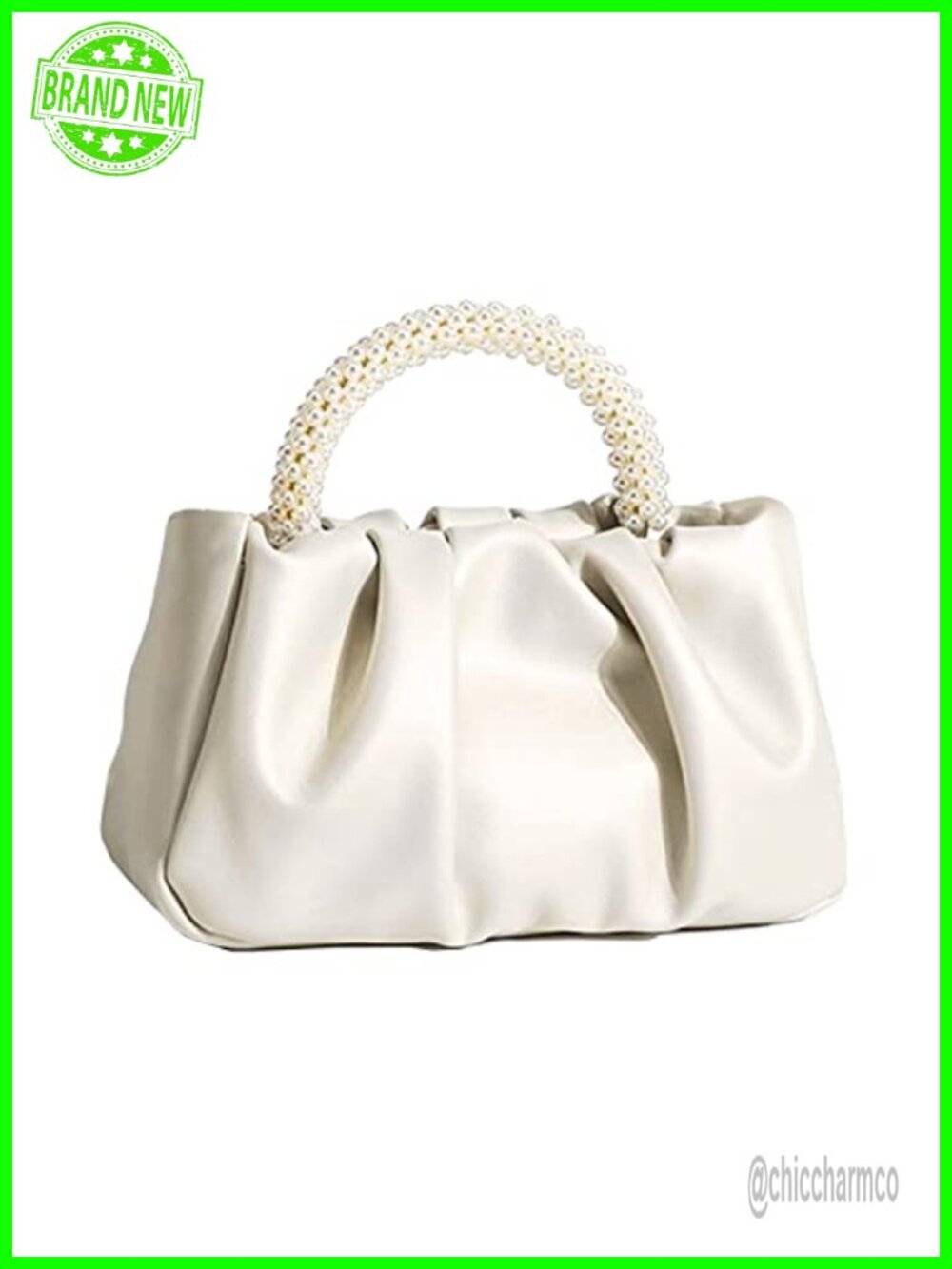 Pearl Evening Clutch Purse Beaded Handle Wedding Party Bag